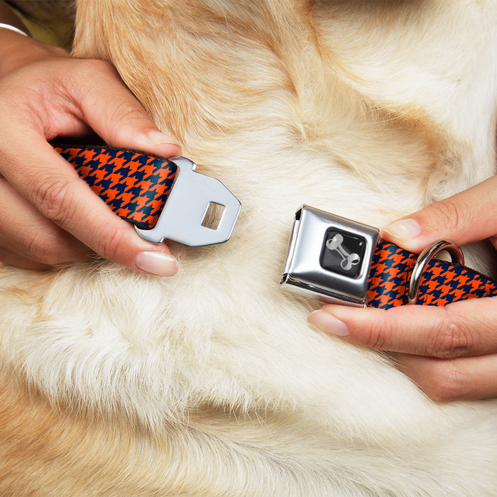 Dog Bone Seatbelt Buckle Collar - Houndstooth Orange/Blue Seatbelt Buckle Collars Buckle-Down   