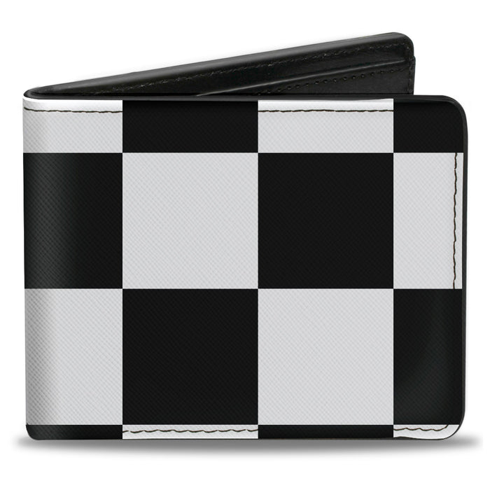 Bi-Fold Wallet - Checker CLOSE-UP Black White Bi-Fold Wallets Buckle-Down   