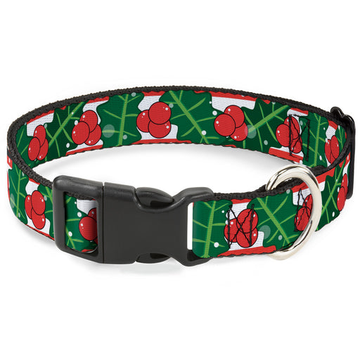 Plastic Clip Collar - Snowy Holly Stripe Reds/White/Greens Plastic Clip Collars Buckle-Down   