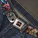 MARVEL AVENGERS MARVEL AVENGERS Logo Full Color Black Red White Seatbelt Belt - Marvel Avengers Superhero/Villain Poses Webbing Seatbelt Belts Marvel Comics   