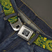 BD Wings Logo CLOSE-UP Full Color Black Silver Seatbelt Belt - Bandana/Skulls Green/Gold Webbing Seatbelt Belts Buckle-Down   