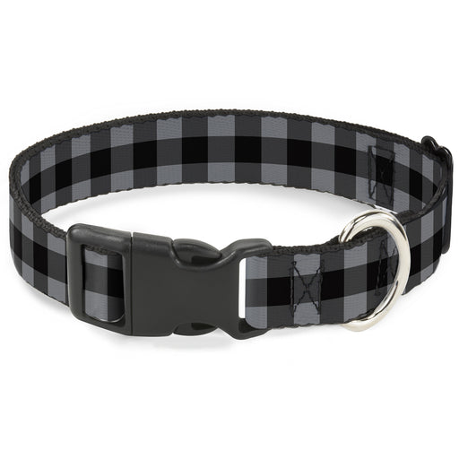 Plastic Clip Collar - Buffalo Plaid Black/Gray Plastic Clip Collars Buckle-Down   