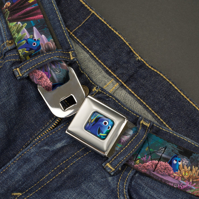 Dory Pose3 Swirls Full Color Blues Seatbelt Belt - Dory 4-Hiding Poses Under the Sea Webbing Seatbelt Belts Disney   