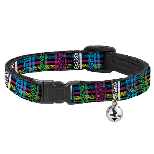 Cat Collar Breakaway - Plaid Black Neon Animal Skins Breakaway Cat Collars Buckle-Down   