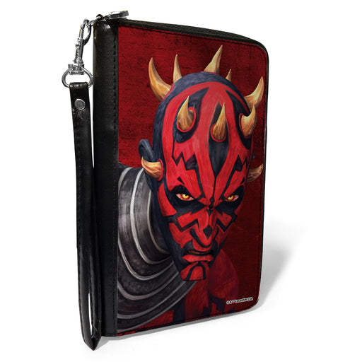 Women's PU Zip Around Wallet Rectangle - Star Wars the Clone Wars Maul Face Weathered Red Clutch Zip Around Wallets Star Wars   