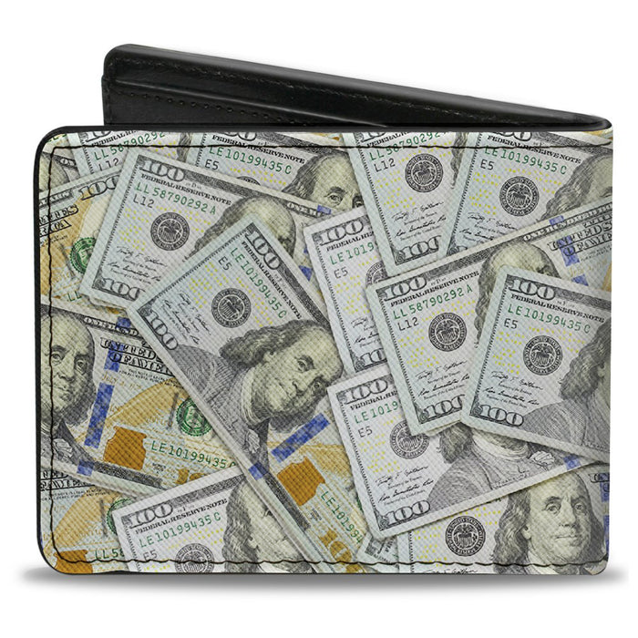 Bi-Fold Wallet - Vivid 100 Dollar Bills Stacked Bi-Fold Wallets Buckle-Down   