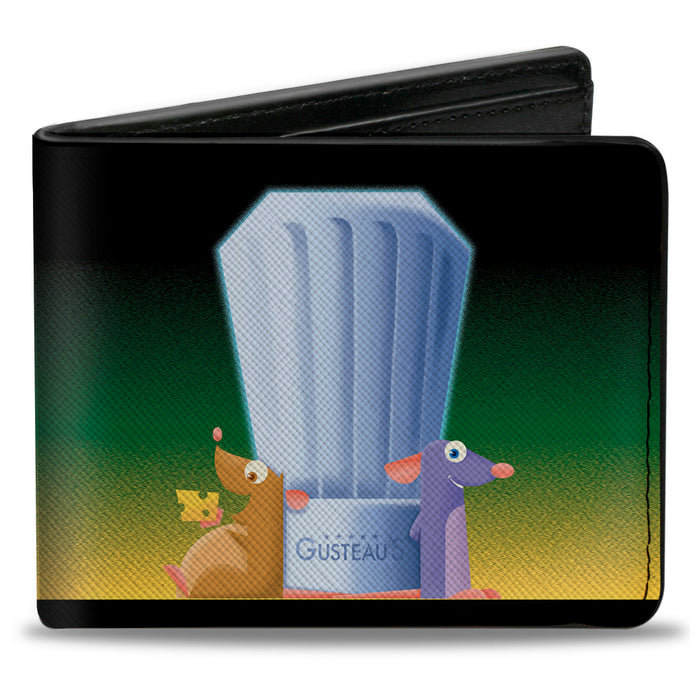 Bi-Fold Wallet - Ratatouille Emile and Remy Chef Hat Pose + Text Logo Greens Yellows Bi-Fold Wallets Disney   
