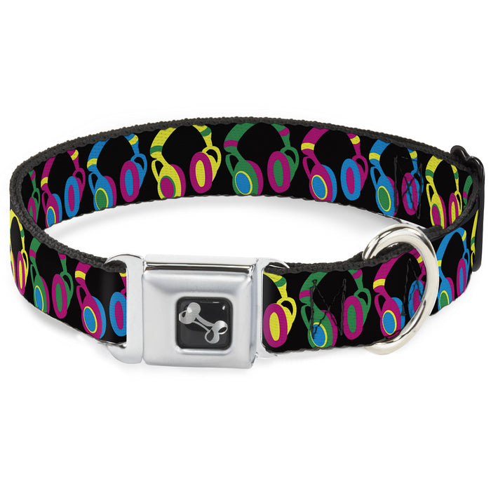 Dog Bone Seatbelt Buckle Collar - Headphones Black/Neon Seatbelt Buckle Collars Buckle-Down   