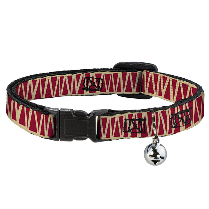 Cat Collar Breakaway - Zig Zag Doodle Tan Red Breakaway Cat Collars Buckle-Down   