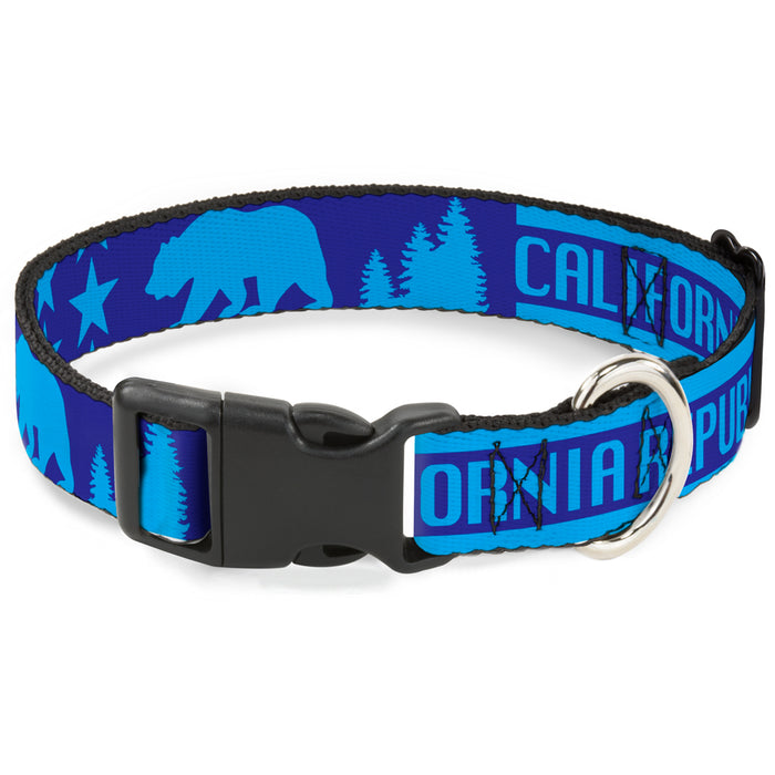 Plastic Clip Collar - CALIFORNIA REPUBLIC/Bear/Stars Silhouette Blues Plastic Clip Collars Buckle-Down   