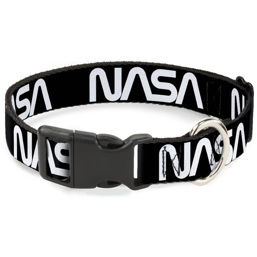 Plastic Clip Collar - NASA Text Black/White Plastic Clip Collars Buckle-Down   