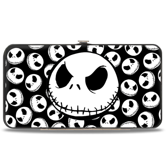Hinged Wallet - Nightmare Before Christmas Jack Expression3 Centered Scattered Black White Hinged Wallets Disney   