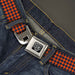 BD Wings Logo CLOSE-UP Full Color Black Silver Seatbelt Belt - Houndstooth Orange/Blue Webbing Seatbelt Belts Buckle-Down   
