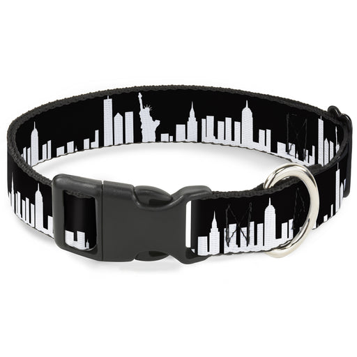 Plastic Clip Collar - New York Solid Skyline Black/White Plastic Clip Collars Buckle-Down   