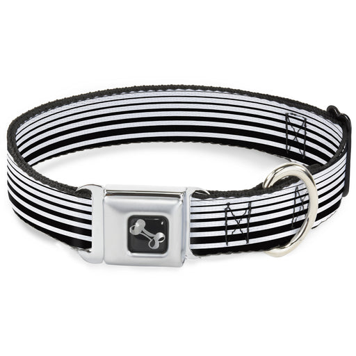 Dog Bone Seatbelt Buckle Collar - Stripe Transition Black/White Seatbelt Buckle Collars Buckle-Down   