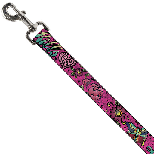 Dog Leash - Love Kills Pink Dog Leashes Buckle-Down   