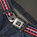 BD Wings Logo CLOSE-UP Full Color Black Silver Seatbelt Belt - Americana Stripe w/Stars2 Blue/Red/White Webbing Seatbelt Belts Buckle-Down   