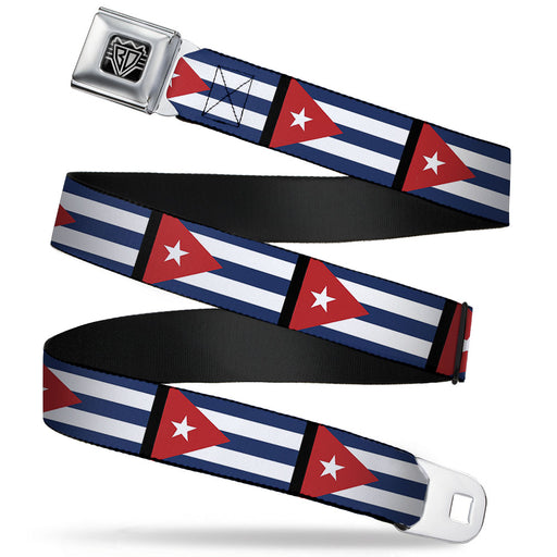 BD Wings Logo CLOSE-UP Full Color Black Silver Seatbelt Belt - Cuba Flags Webbing Seatbelt Belts Buckle-Down   