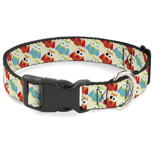 Plastic Clip Collar - Owl Eyes Yellow/Reds/Blues Plastic Clip Collars Buckle-Down   