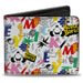Bi-Fold Wallet - Mickey Mouse Journal Doodles Collage White Multi Color Bi-Fold Wallets Disney   