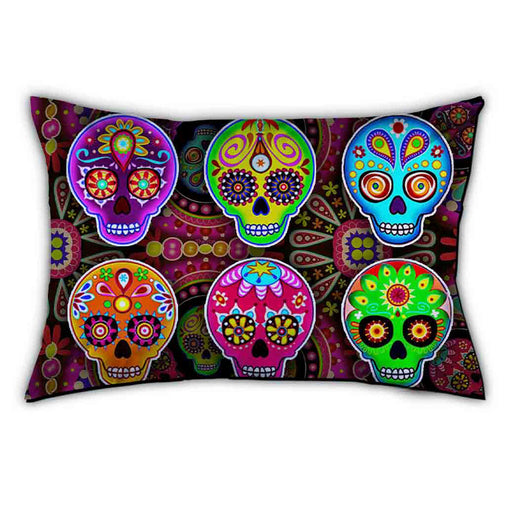 Pillowcase - STANDARD - Six Sugar Skulls Multi Color Pillow Cases Thaneeya McArdle   