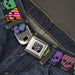 BD Wings Logo CLOSE-UP Full Color Black Silver Seatbelt Belt - Checker & Stripe Skulls Black/Multi Neon Webbing Seatbelt Belts Buckle-Down   