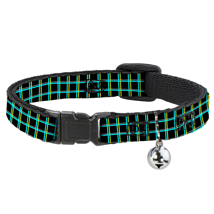 Cat Collar Breakaway - Wire Grid Black Turquoise Yellow Breakaway Cat Collars Buckle-Down   