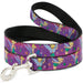 Dog Leash - Tinker Bell Poses/Flowers/Stars/Skull Purple Dog Leashes Disney   