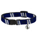 Cat Collar Breakaway - Hash Mark Stripe Double Navy Silver Breakaway Cat Collars Buckle-Down   