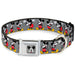 Mickey Mouse w Glasses Full Color Gray Seatbelt Buckle Collar - Mickey Mouse w/Glasses Poses Gray Seatbelt Buckle Collars Disney   