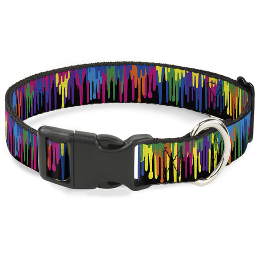 Plastic Clip Collar - Paint Drips Black/Multi Neon Plastic Clip Collars Buckle-Down   