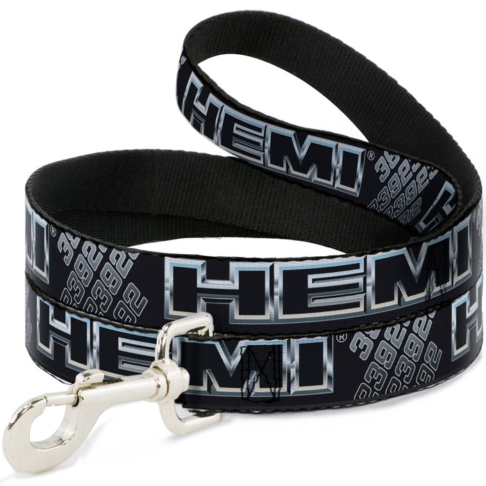 Dog Leash - HEMI Bold Outline 392/426 Black/Silver-Fade Dog Leashes Hemi   