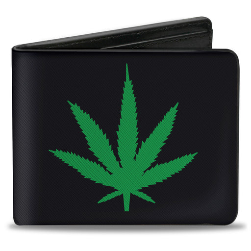 Bi-Fold Wallet - Marijuana Leaf Repeat Black Green Bi-Fold Wallets Buckle-Down   