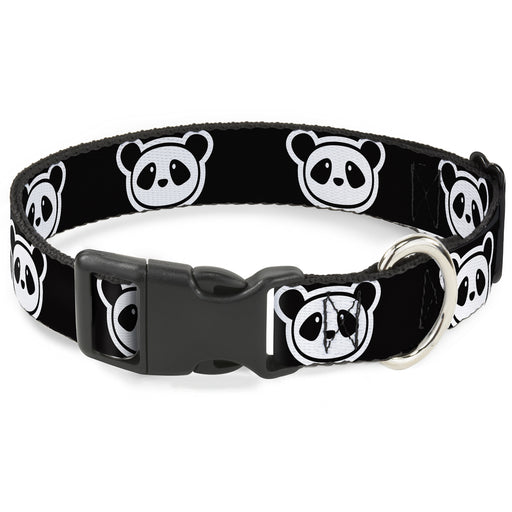 Plastic Clip Collar - Panda Bear Cartoon2 Black/White Plastic Clip Collars Buckle-Down   