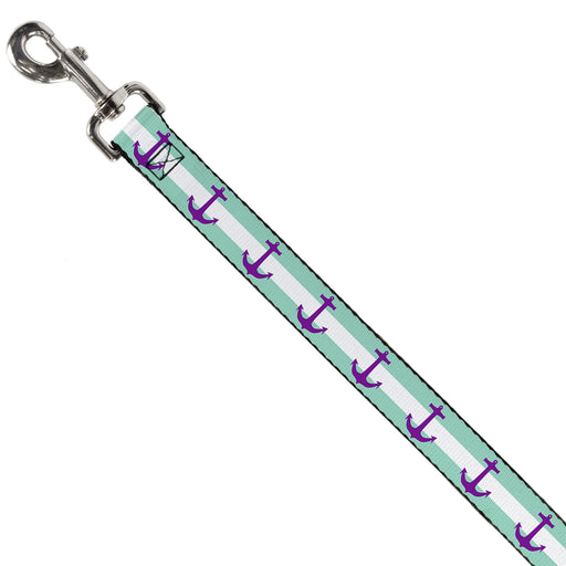 Dog Leash - Anchor/Stripe Teal/White/Purple Dog Leashes Buckle-Down   