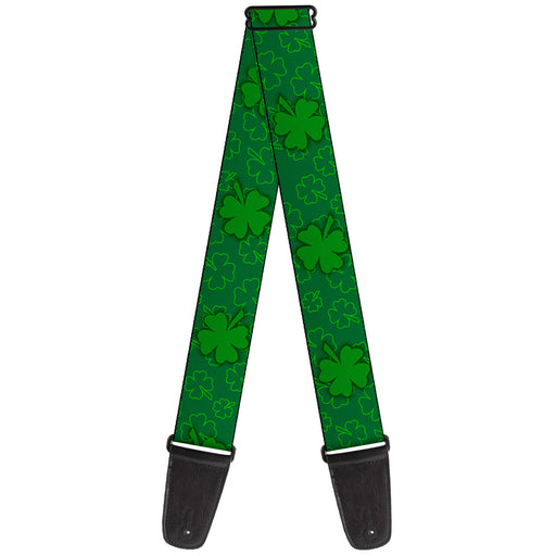 Guitar Strap - St Pat's Clovers Scattered2 Outline Solid Greens Guitar Straps Buckle-Down   