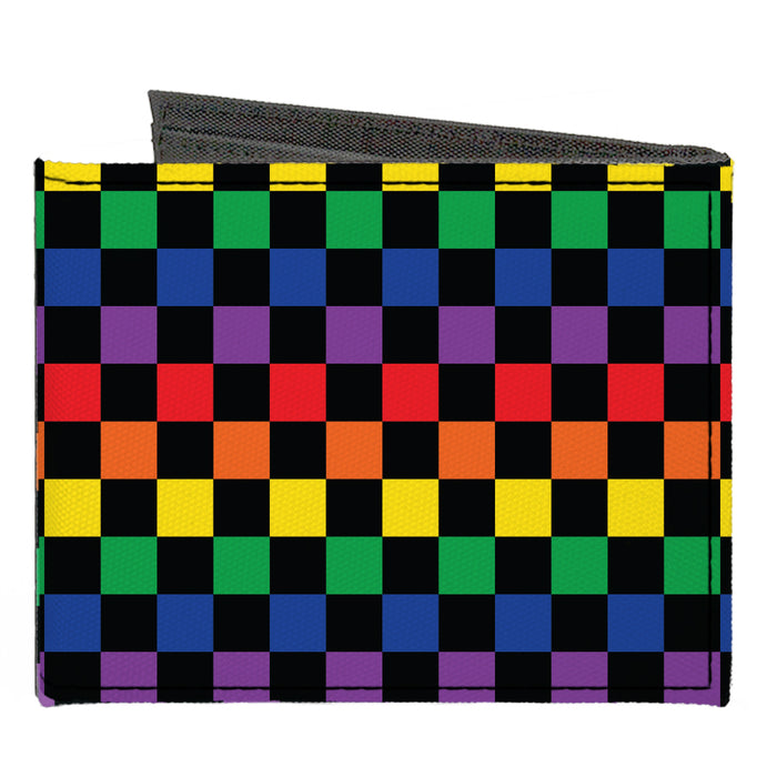 Canvas Bi-Fold Wallet - Checker Black Rainbow Multi Color Canvas Bi-Fold Wallets Buckle-Down   