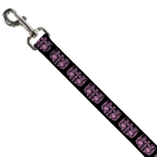 Dog Leash - BD Skulls w/Wings Black/Pink Dog Leashes Buckle-Down   