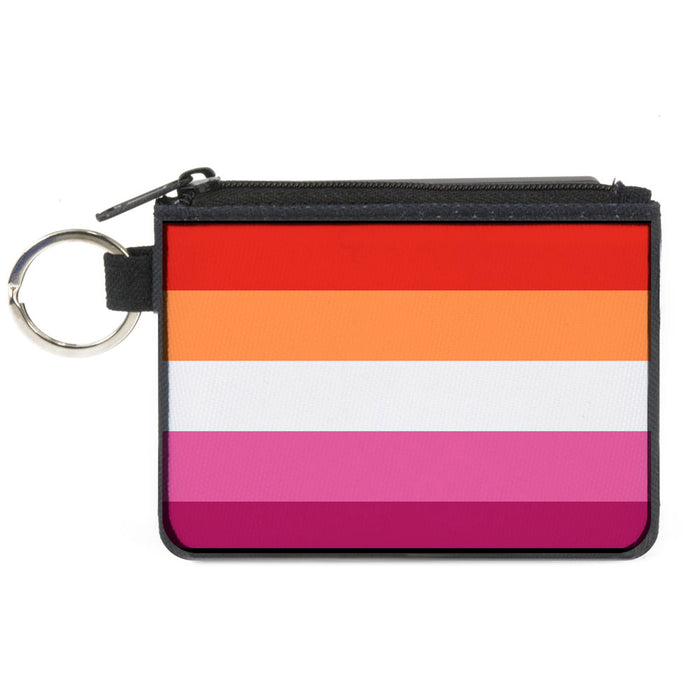 Canvas Zipper Wallet - MINI X-SMALL - Flag Lesbian Five Stripe Oranges White Pinks Canvas Zipper Wallets Buckle-Down   