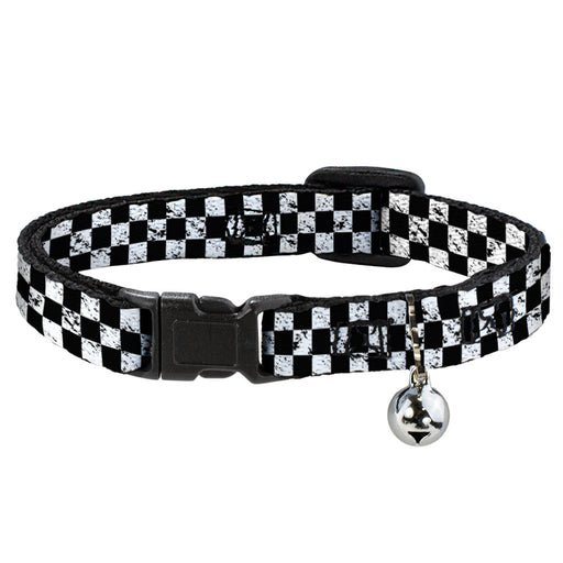 Cat Collar Breakaway - Checker Weathered2 Black White Breakaway Cat Collars Buckle-Down   