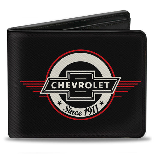 Bi-Fold Wallet - Retro Chevy Bowtie SINCE 1911 Black Red Ivory Bi-Fold Wallets GM General Motors   