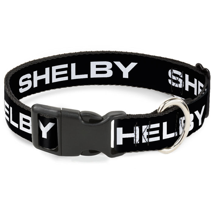 Plastic Clip Collar - SHELBY Text Only Black/White Plastic Clip Collars Carroll Shelby   