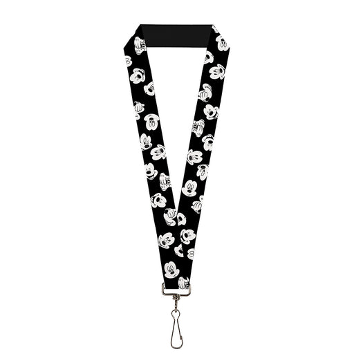Lanyard - 1.0" - Mickey Mouse Expressions Scattered Black White Lanyards Disney   