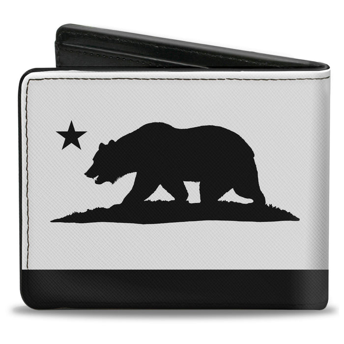 Bi-Fold Wallet - Cali Bear Flag Silhouette Black White Bi-Fold Wallets Buckle-Down   