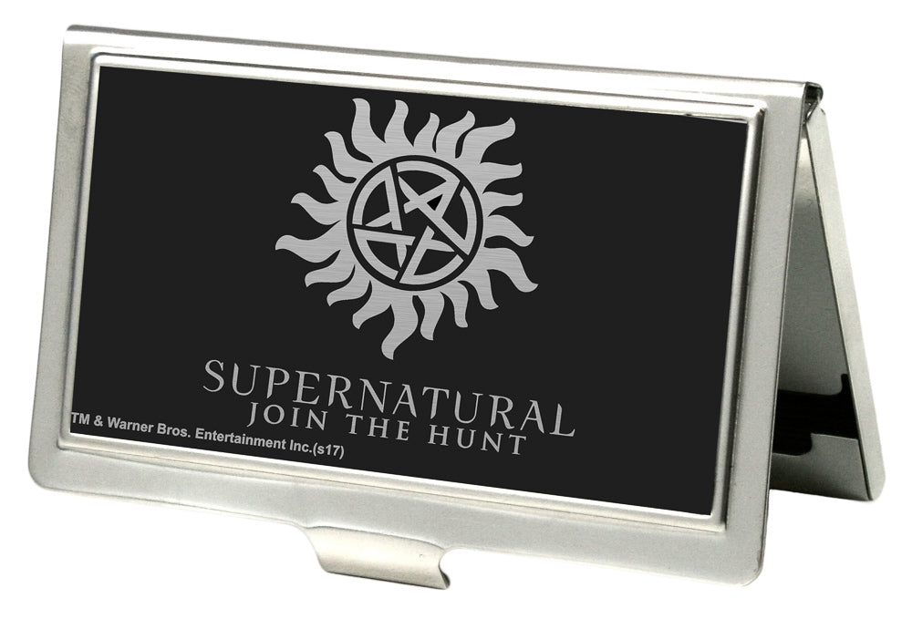 Business Card Holder - SMALL - Winchester Pentagram SUPERNATURAL-JOIN THE HUNT Reverse Brushed Business Card Holders Supernatural   