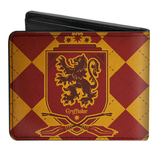 Bi-Fold Wallet - Harry Potter GRYFFINDOR Shield Brooms Argyle Gold Burgundy Reds Bi-Fold Wallets The Wizarding World of Harry Potter   