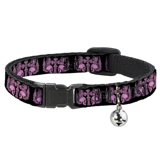 Cat Collar Breakaway - BD Skulls w Wings Black Pink Breakaway Cat Collars Buckle-Down   