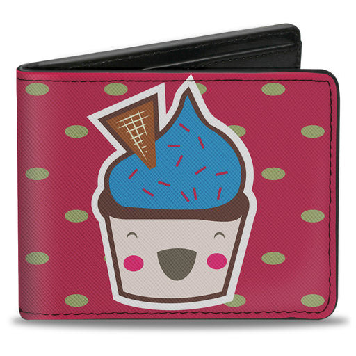 Bi-Fold Wallet - Happy Cupcakes Dots Pink Green Bi-Fold Wallets Buckle-Down   