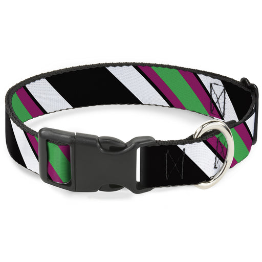 Plastic Clip Collar - Diagonal Stripes Black/White/Pink/Green Plastic Clip Collars Buckle-Down   
