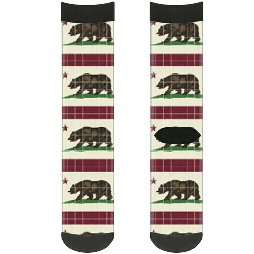 Sock Pair - Polyester - California Flag Bear Weathered White - CREW Socks Buckle-Down   